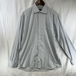 St. Croix Button Up‎ Mens XL Blue Gingham Long Sleeve Made in Italy Cotton Shirt